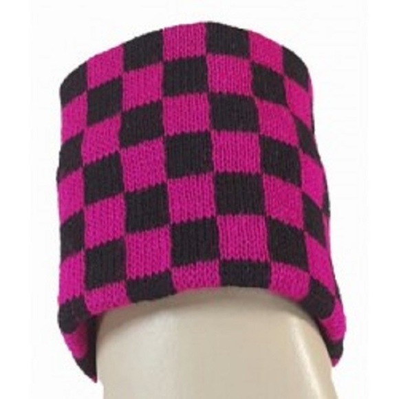 Pink & Black Checkered - Wristband Sweatband Pair - Picture 1 of 1